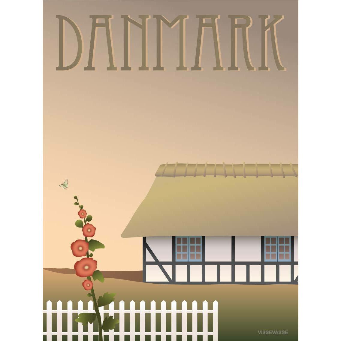 Vissevasse Danmark Farmhouse -plakat, 30 x40 cm