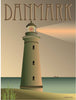 Vissevasse Danmark Lighthouse -plakat, 15 x21 cm