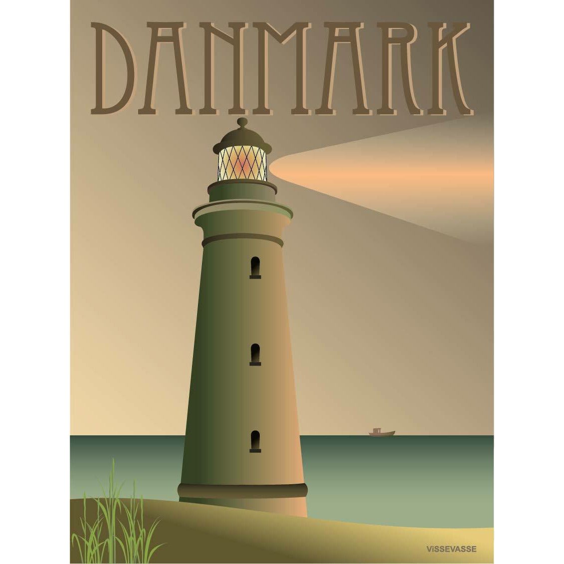 Vissevasse Danmark Lighthouse -affisch, 50 x70 cm