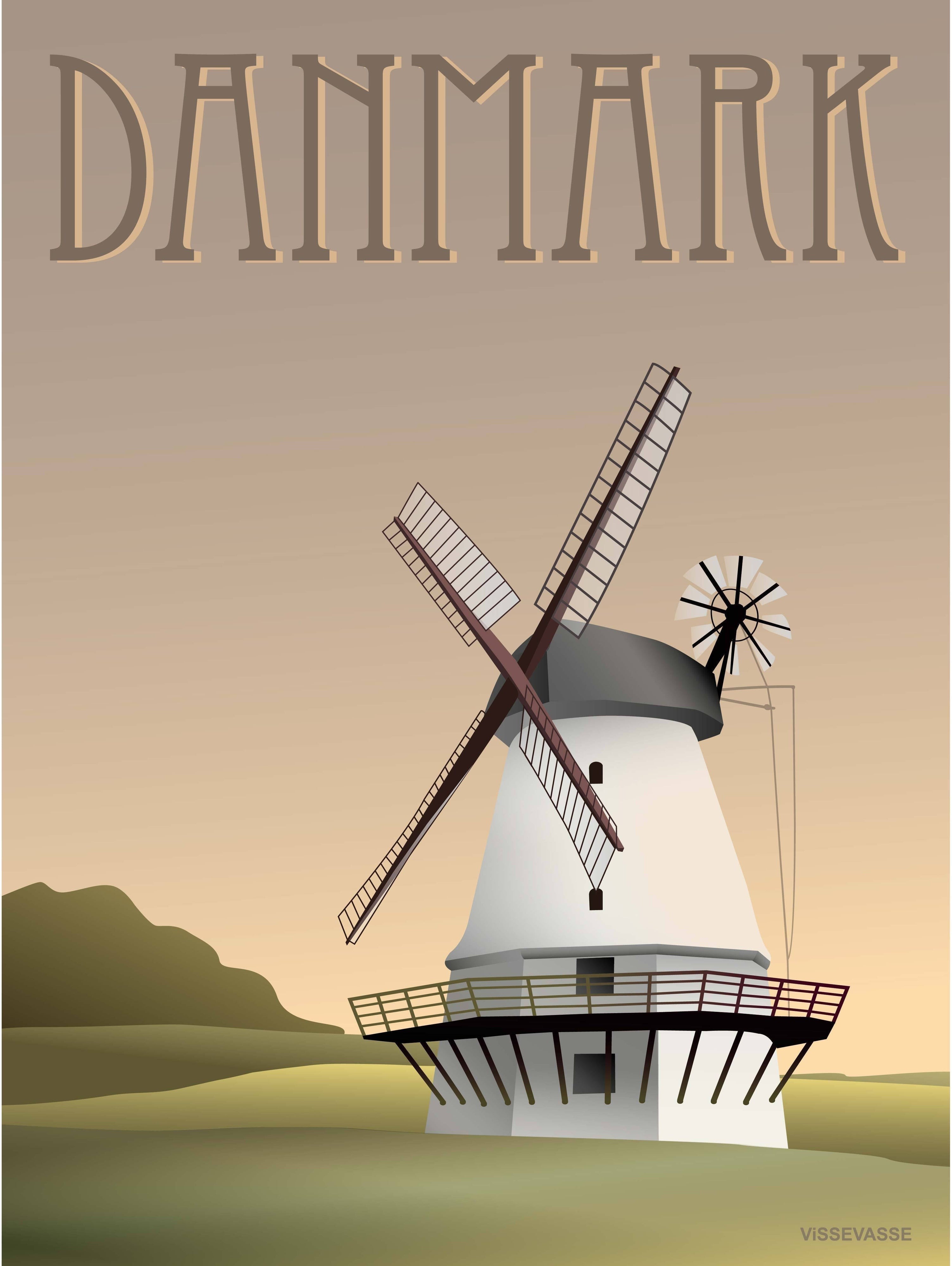 Vissevasse Dänemark Mühle Poster, 15 X21 Cm