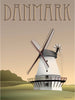 Vissevasse Danmark Mill -plakat, 15 x21 cm