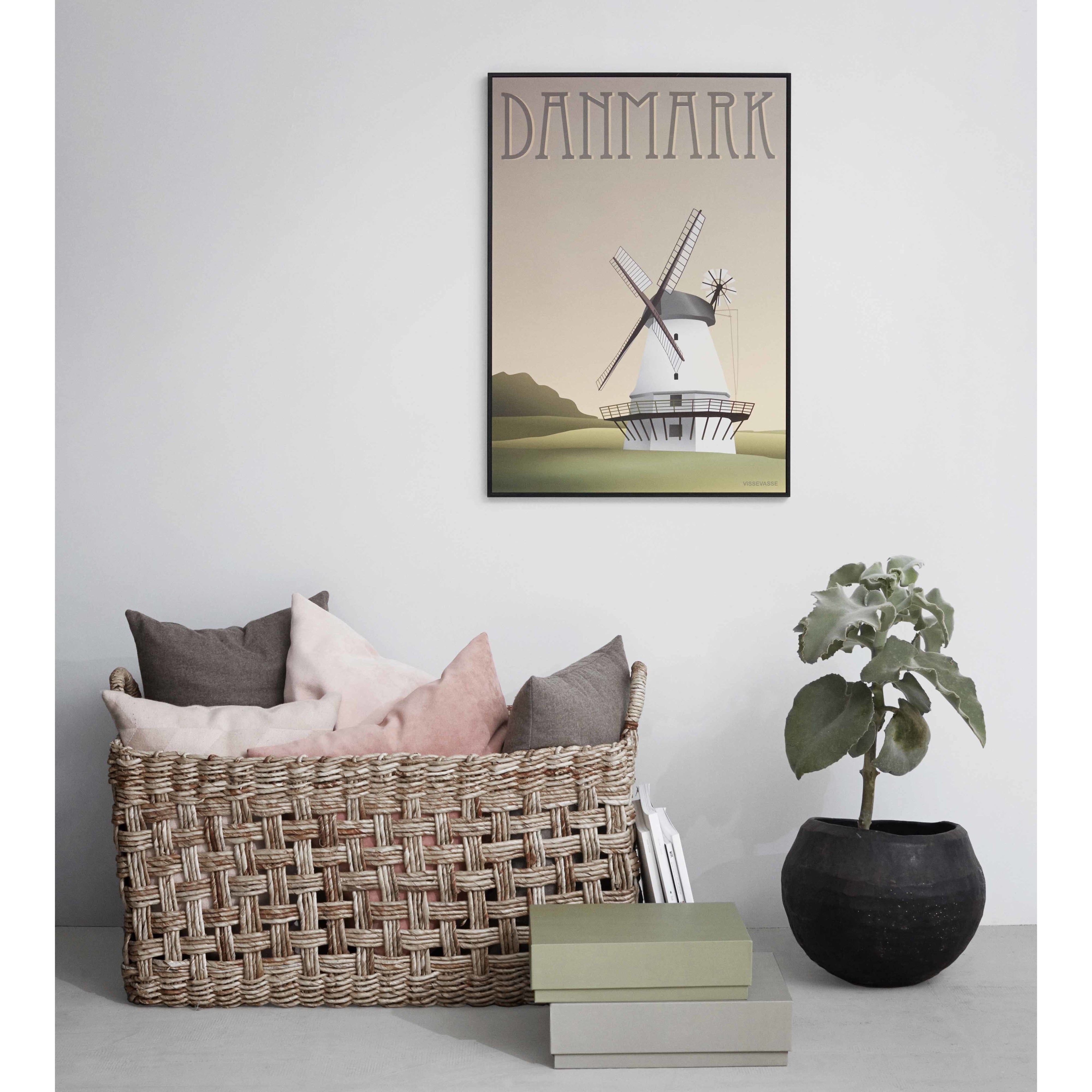 Vissevasse Denemarken Mill Poster, 15 x21 cm