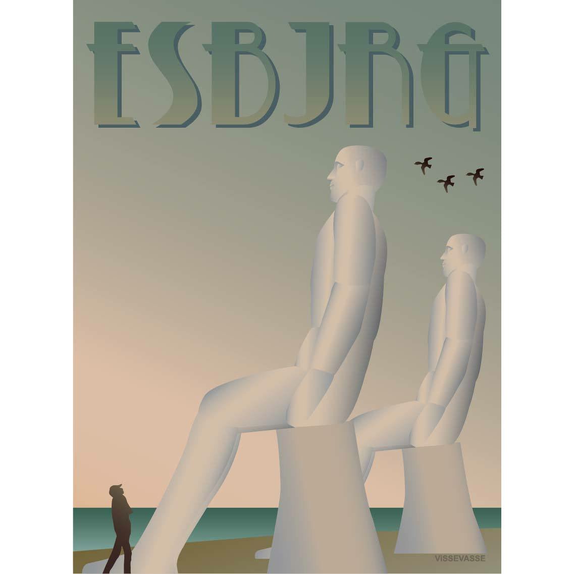 Vissevasse Esbjerg hvide mænd plakat, 30 x40 cm