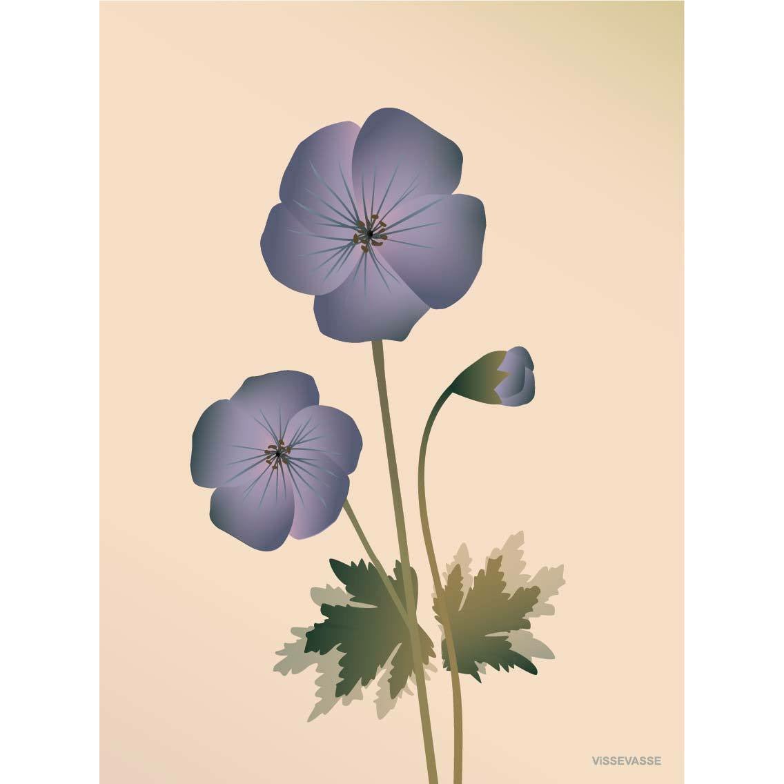 Vissevasse Geranium plakat 30 x40 cm, nøgen