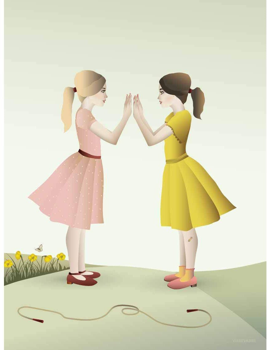 Vissevasse Claping Girl Poster, 15 x21 cm