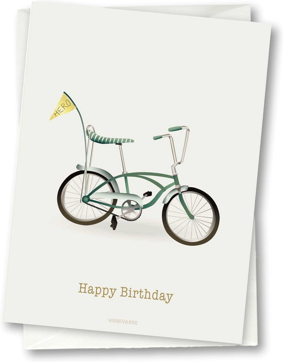 Vissevasse Carte de voeux de vélo de joyeux anniversaire, 10,5x15cm