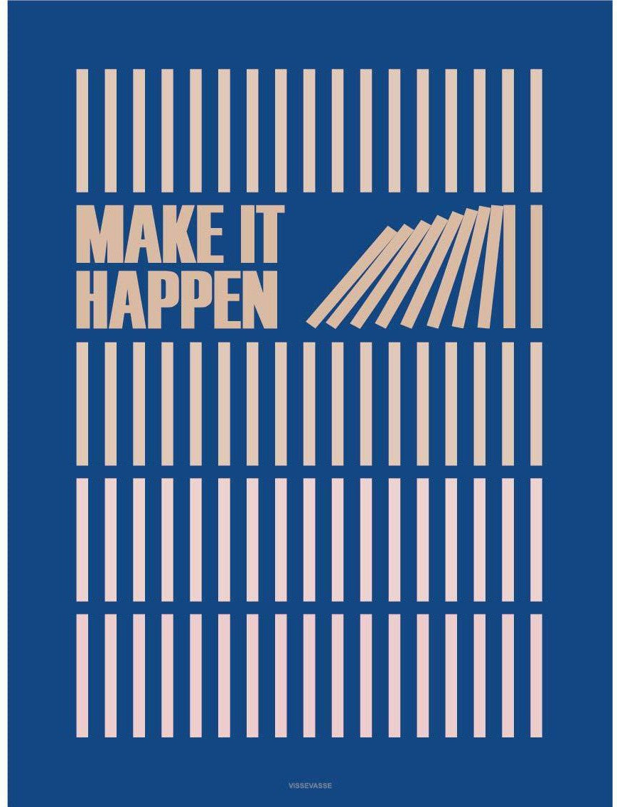 Vissevasse Make It Happen Poster 15 X21 Cm, Blau