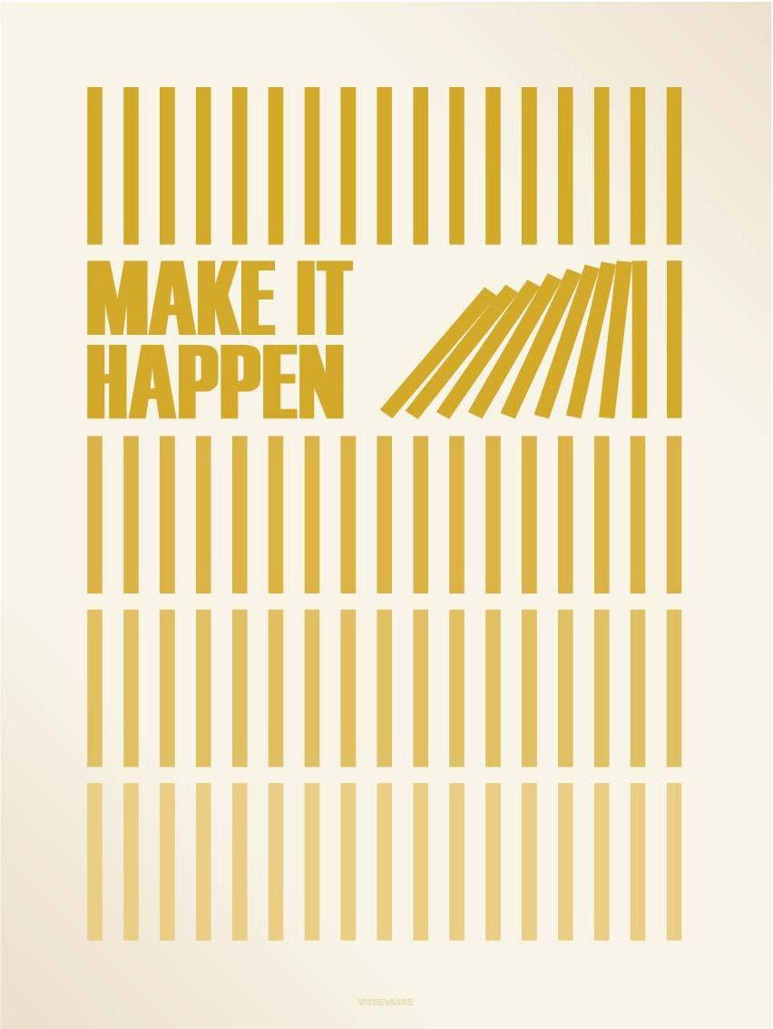 Vissevasse Make It Happen Poster 15 X21 Cm, Gelb