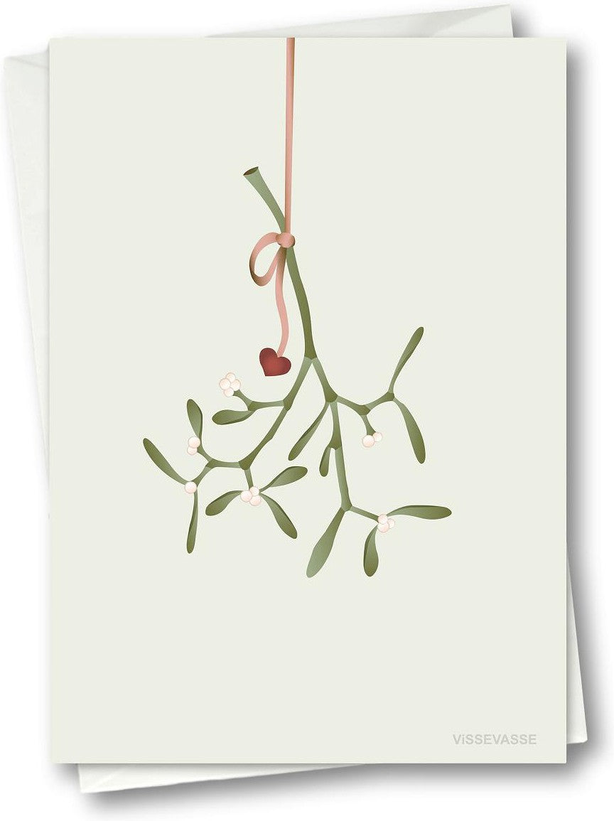 Vissevasse Mistletoe gratulasjonskort, 10,5x15cm