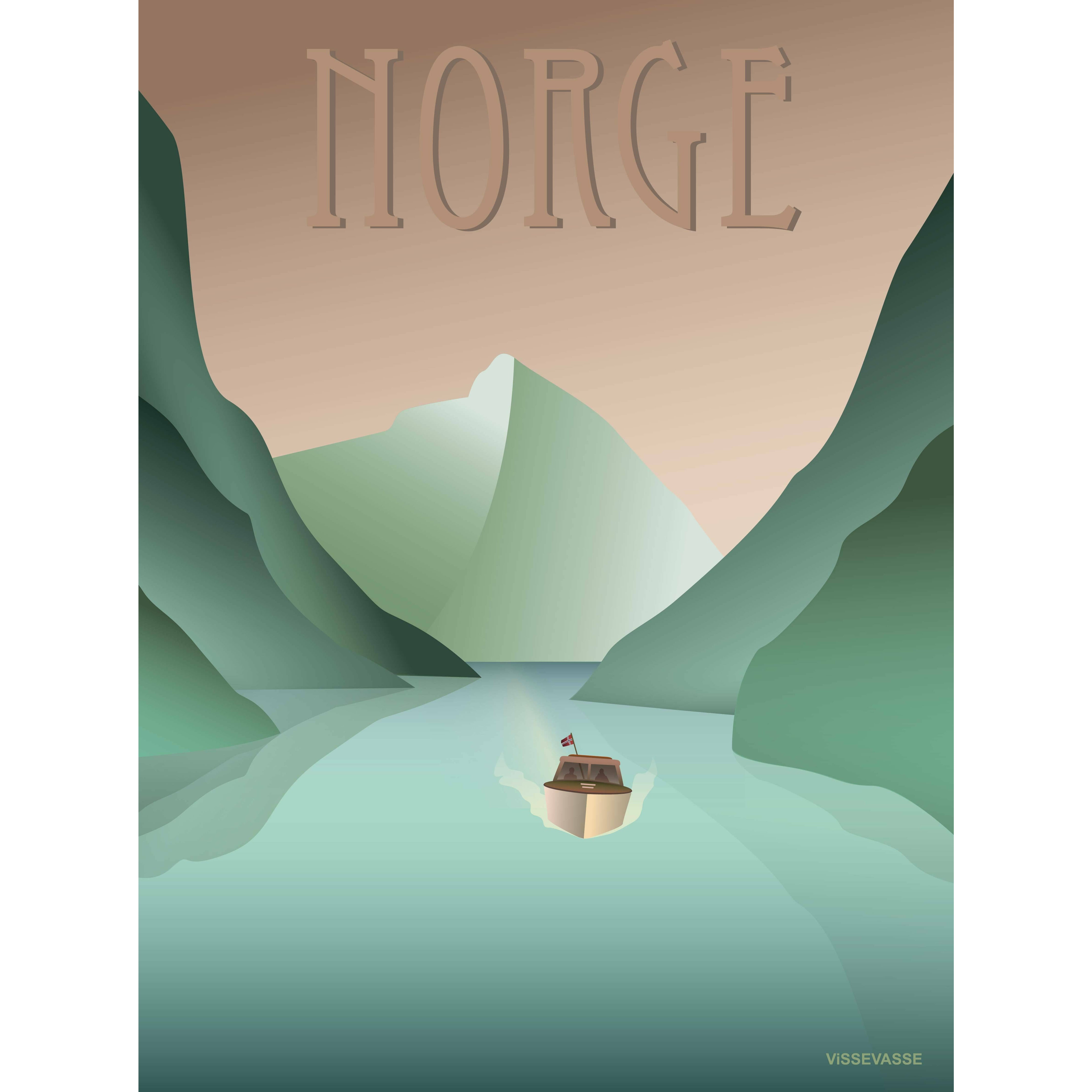 Vissevasse Norge fjordplakat, 70 x100 cm