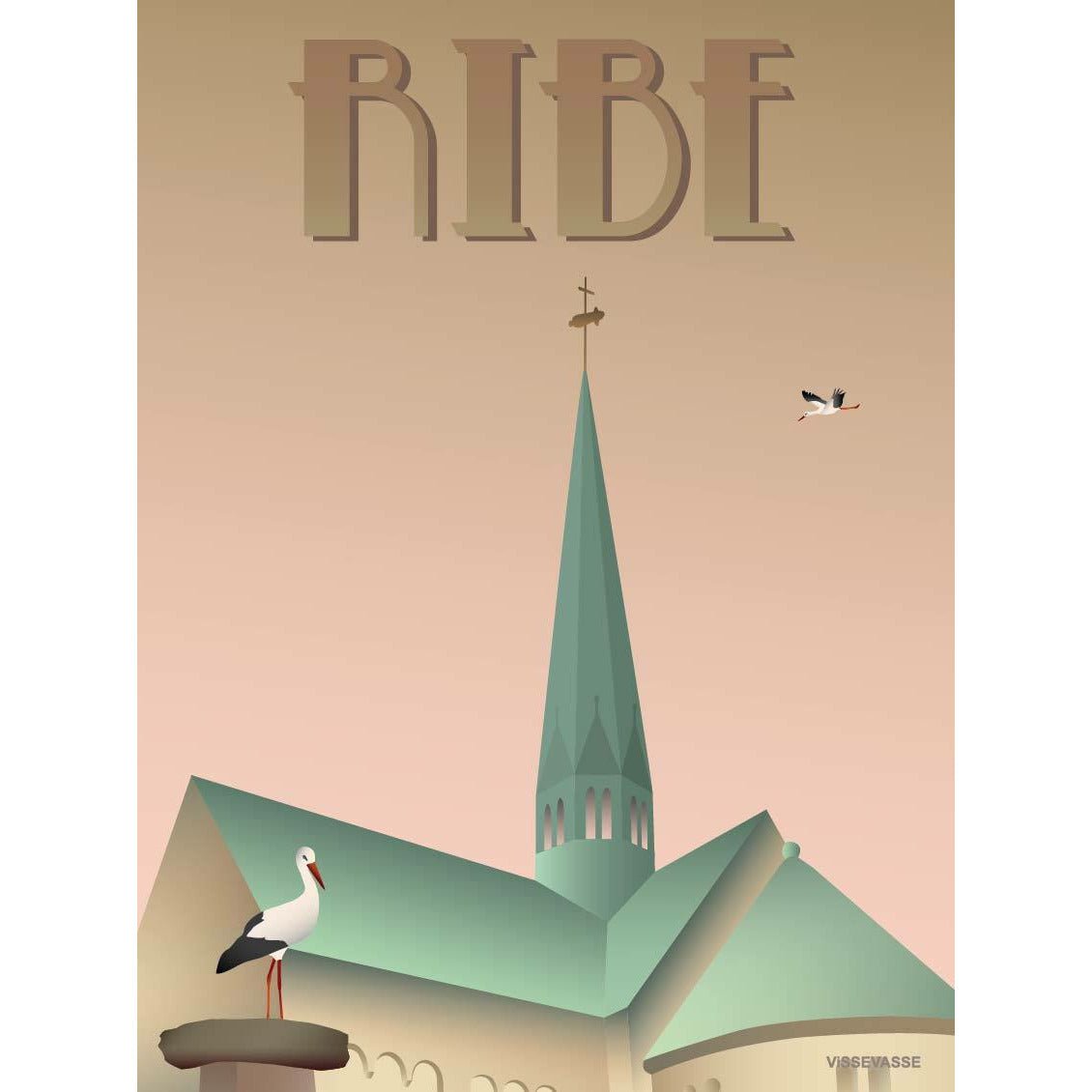 Vissevasse Ribe Storks Poster, 30 x40 cm