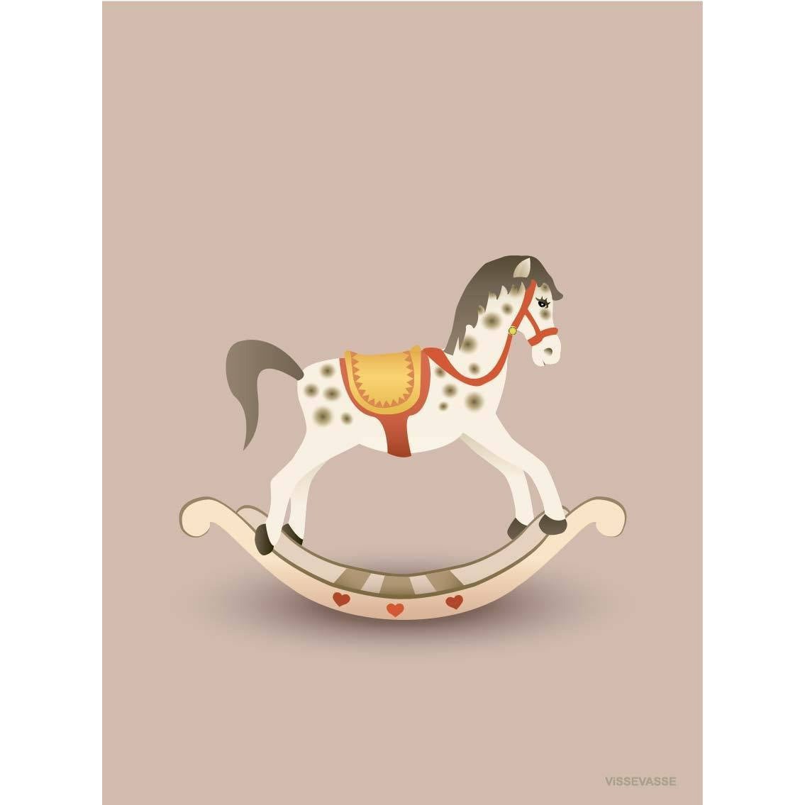 Vissevasse Rocking Horse veggspjald 30 x40 cm, bleikur