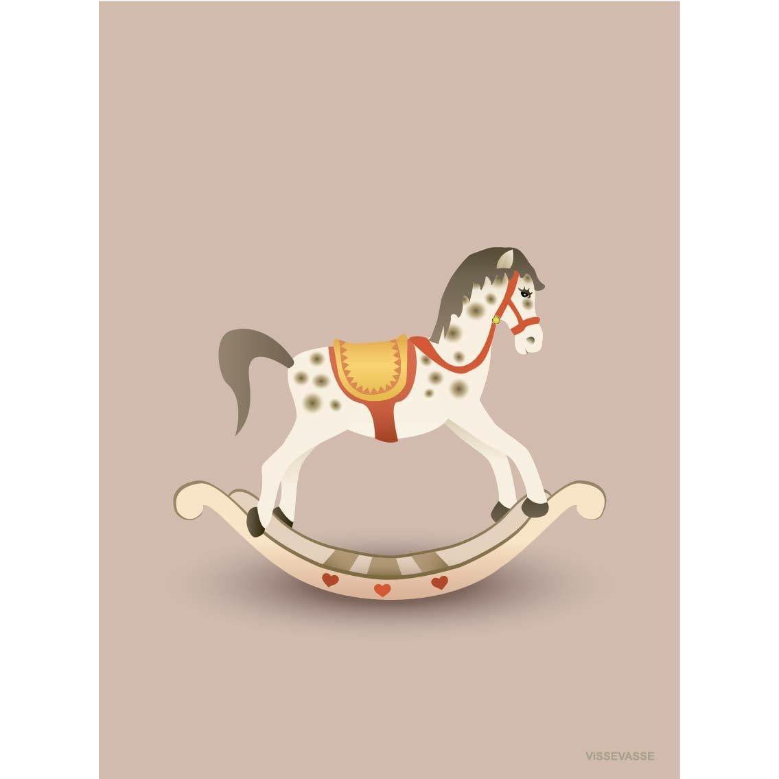 Vissevasse Rocking Horse Poster 50 x70 cm, rosa