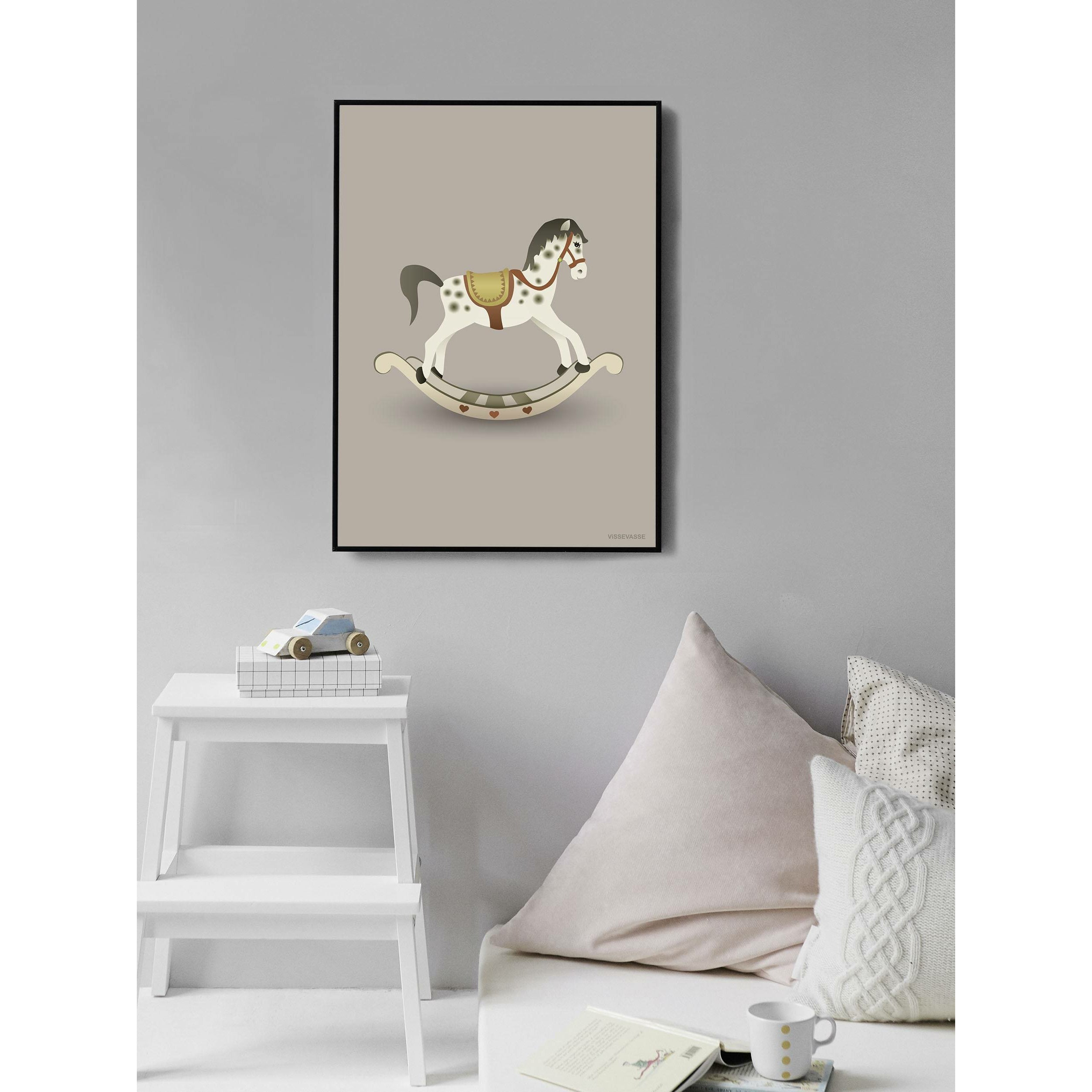 Vissevasse Rocking Horse Poster 50 x70 cm, rosa