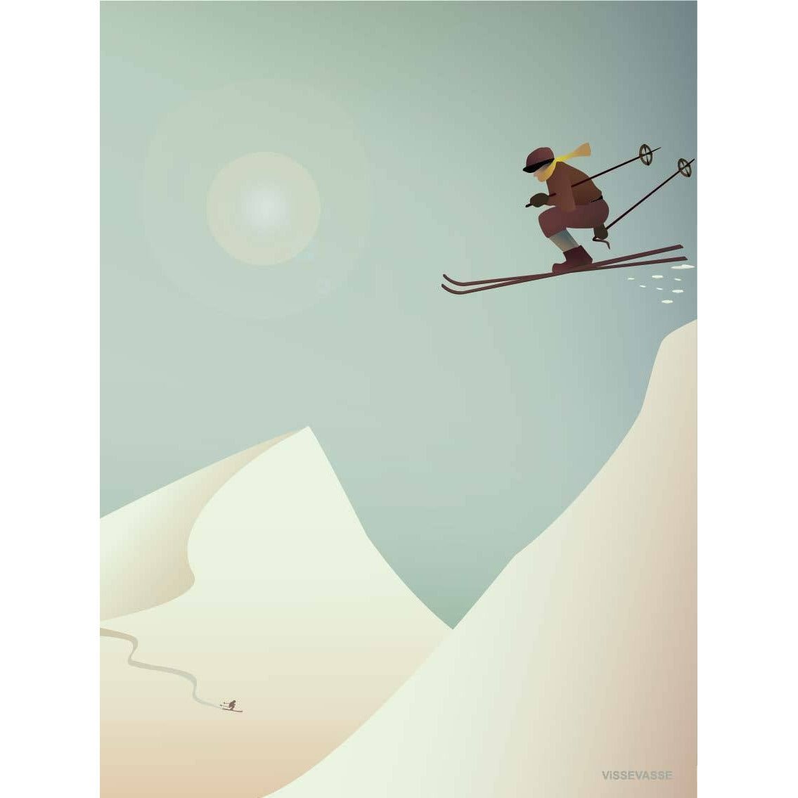 Vissevasse Skiing veggspjald, 30 x40 cm