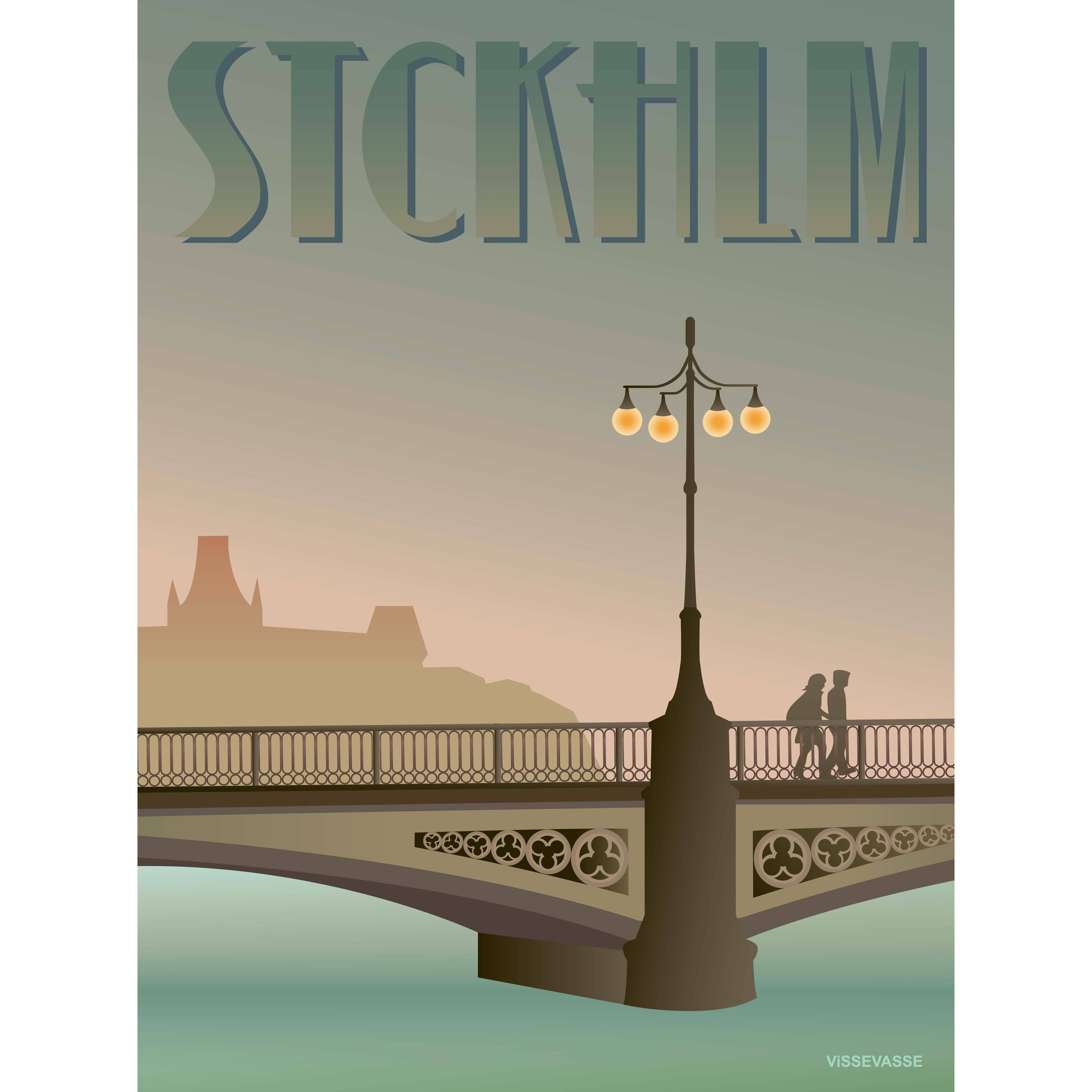 Vissevasse Stockholm Vasa Bridge -plakat, 30 x40 cm