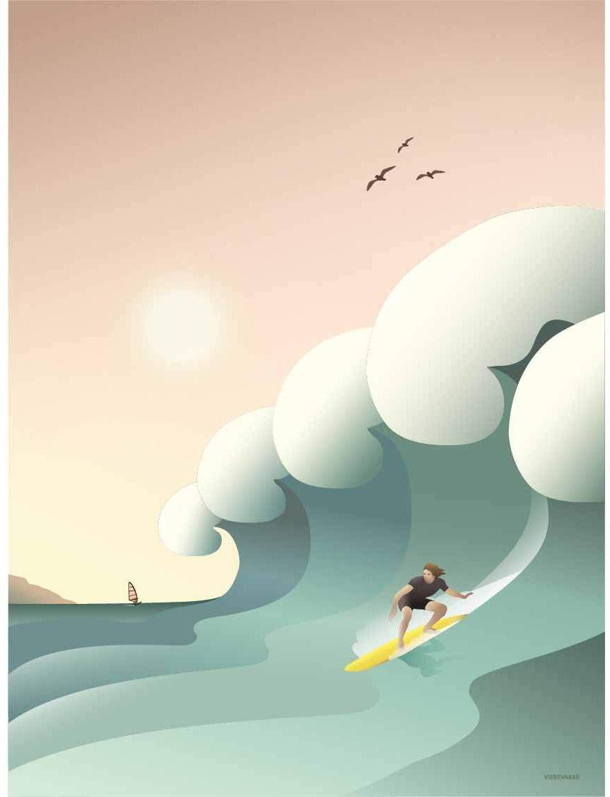 Vissevasse Affiche de surfeur, 15 x21 cm