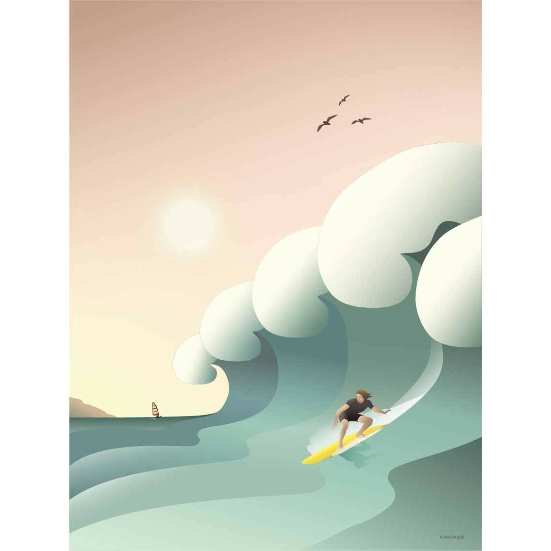 Vissevasse Affiche de surfeur, 30 x40 cm