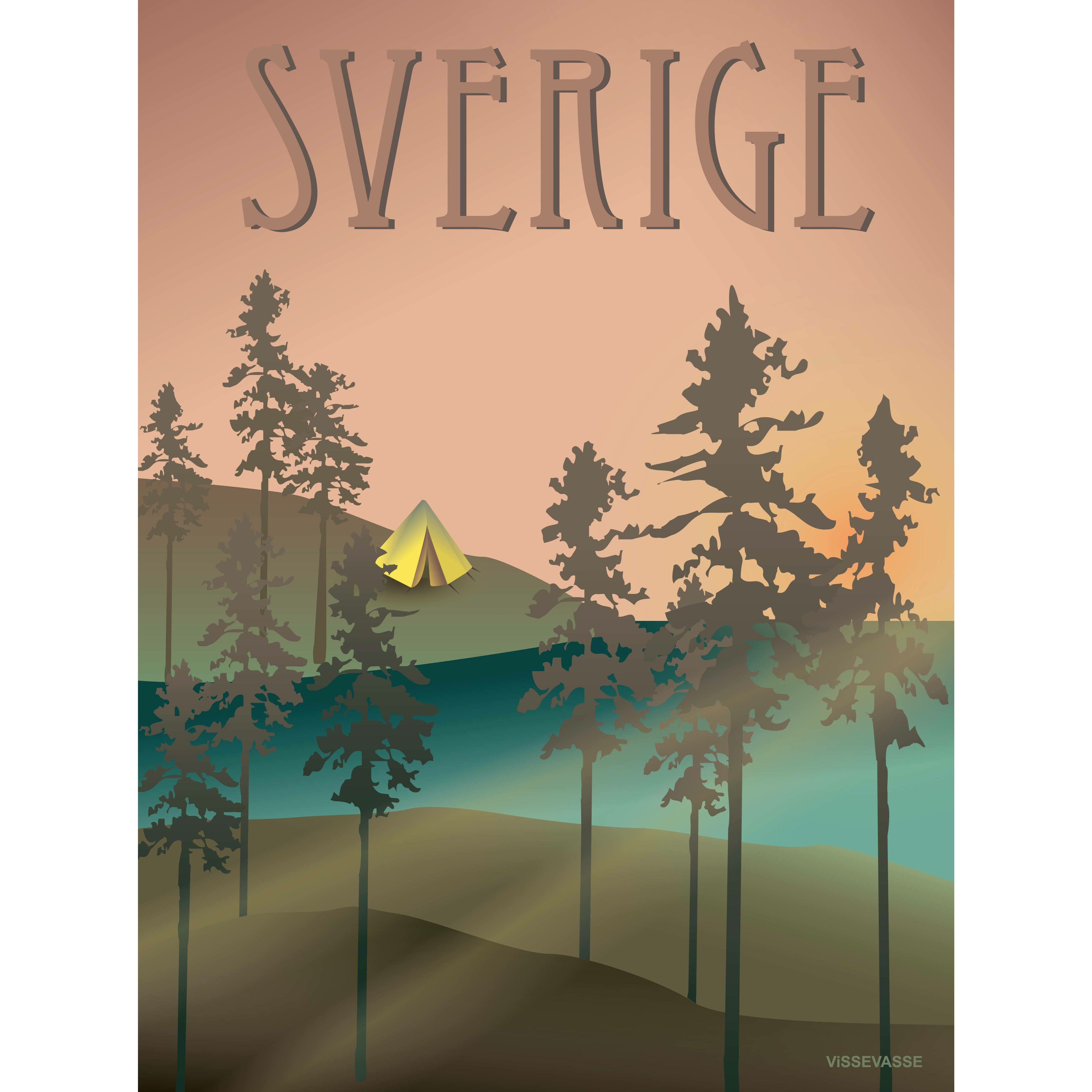 Vissevasse Sverige skove plakat, 30 x40 cm