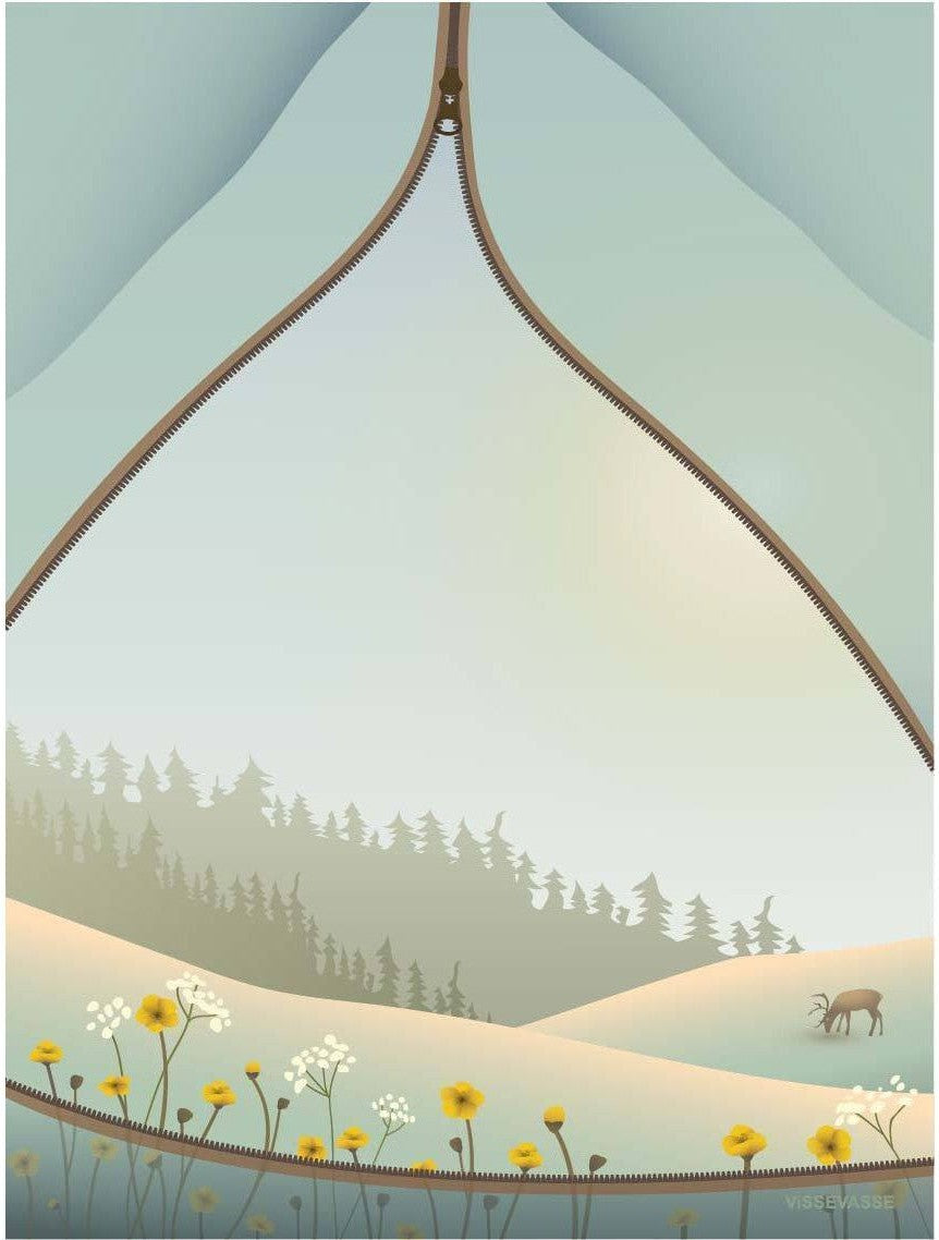 Vissevasse Tent met uitzichtposter, 15 x21 cm