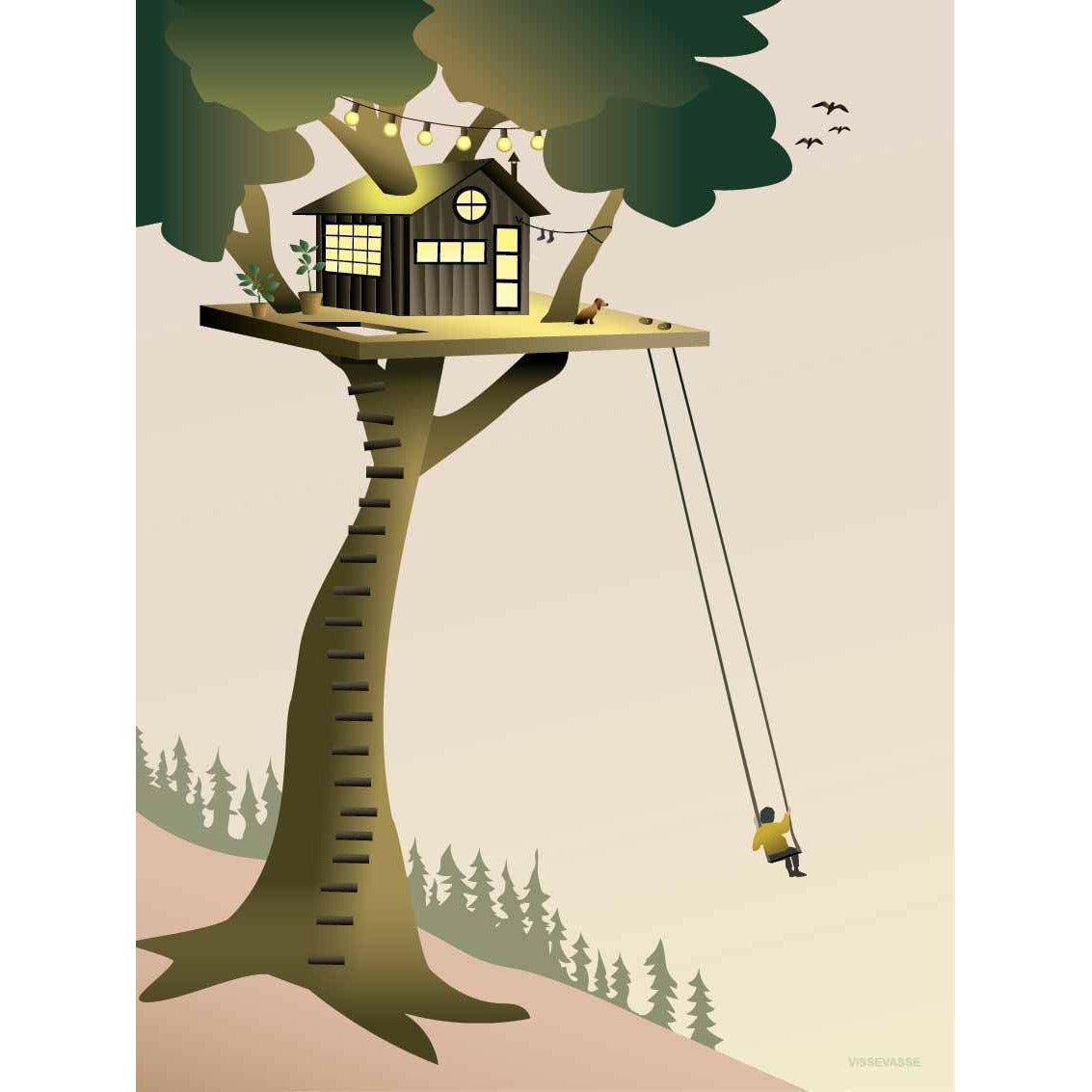 Vissevasse Tree House -plakat, 30 x40 cm