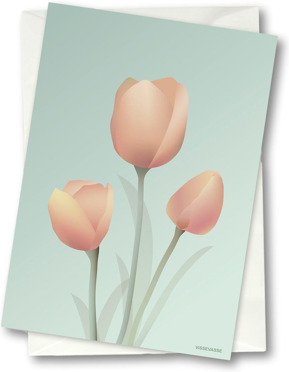 Tarjeta de felicitación de Tulip Vissevasse, menta, 10,5x15 cm