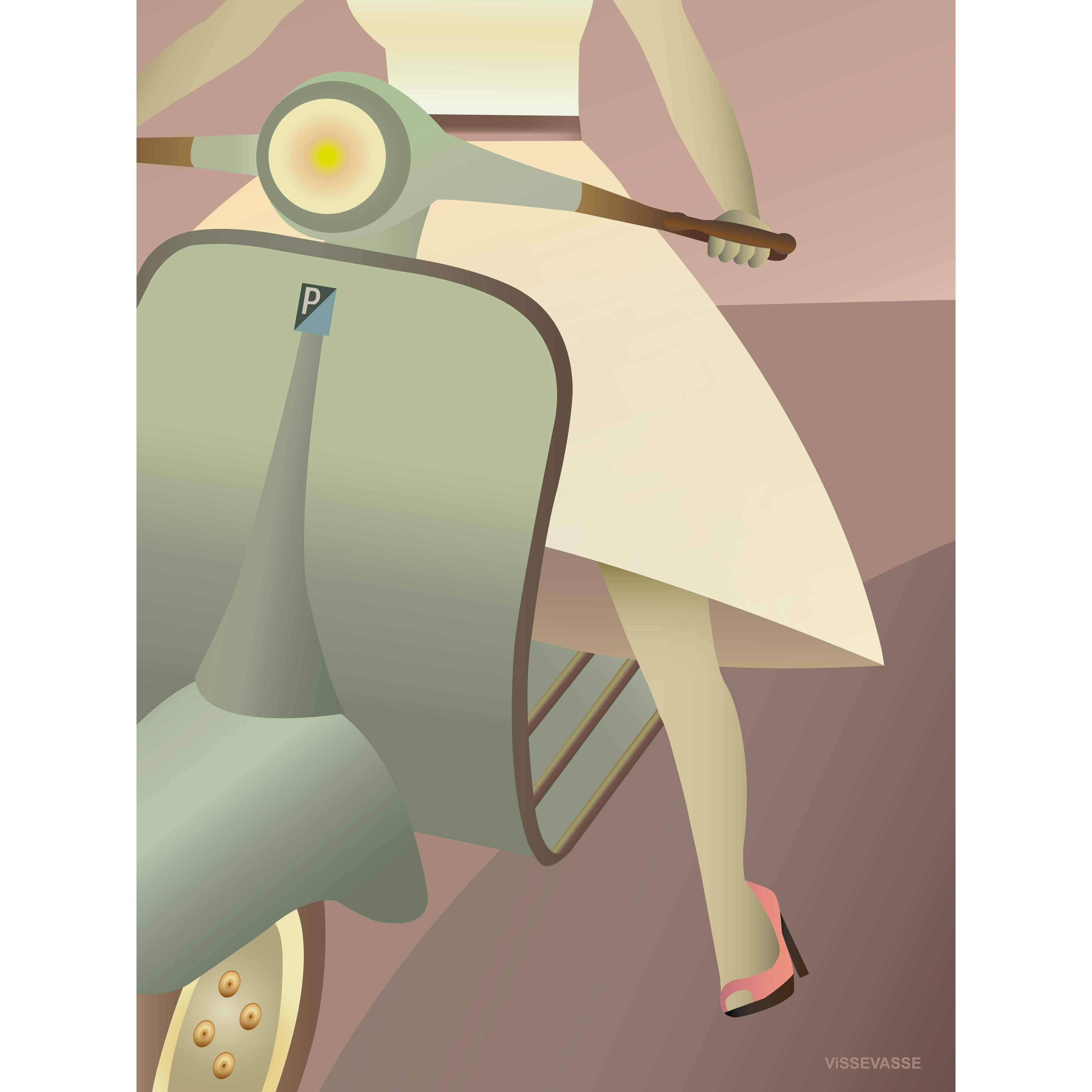 Vissevasse Vespa Poster, 50 X70 Cm