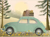 Vissevasse VW Beetle Green plakat, 15 x21 cm