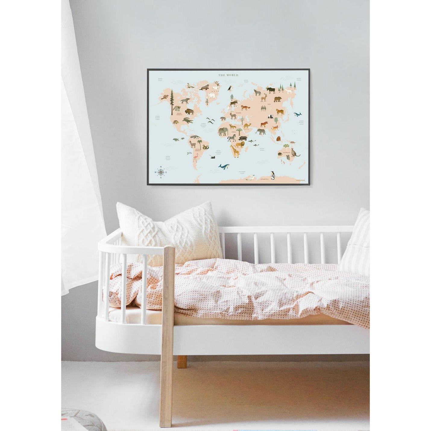 Vissevasse World Map Animal Poster, 15 x21 cm