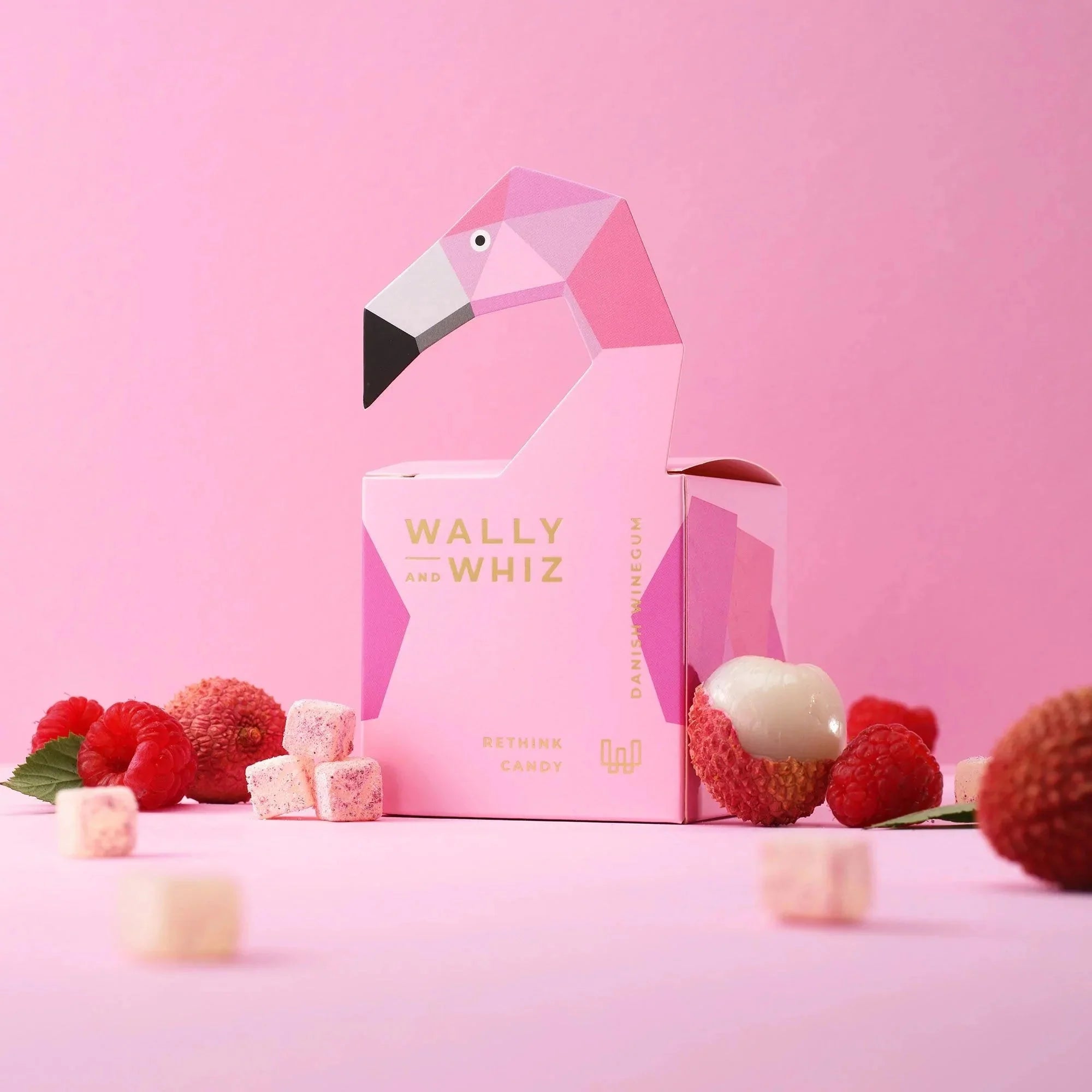 [product_category]-Wally And Whiz Wine Gum Cube, Flamingo Pink Lychee With Raspberry, 140g-Wally and Whiz-5713471009346-f5401807-WAL-5