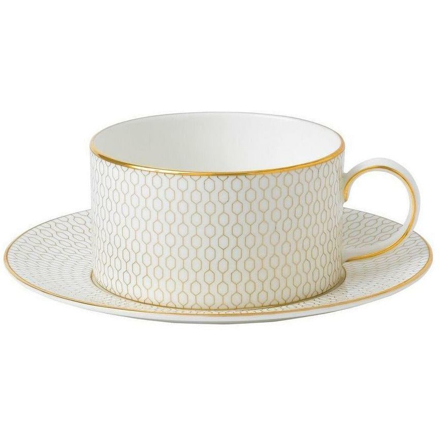 Wedgwood Arris Teetasse 0,18 L & Untertasse, Weiß/Gold