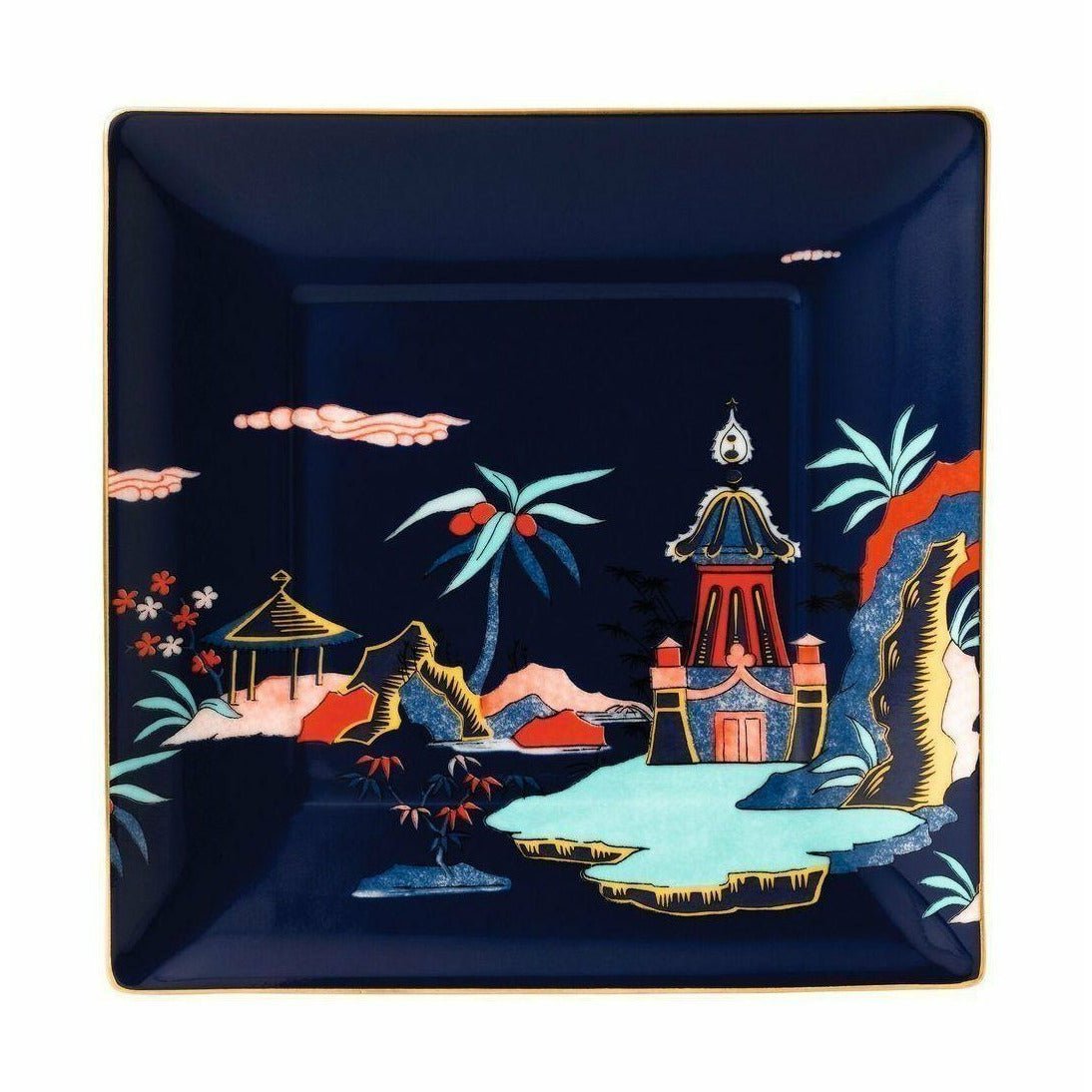 Wedgwood Wonderlust Blue Pagoda Square bakke 14,5 cm gaveæske, blå