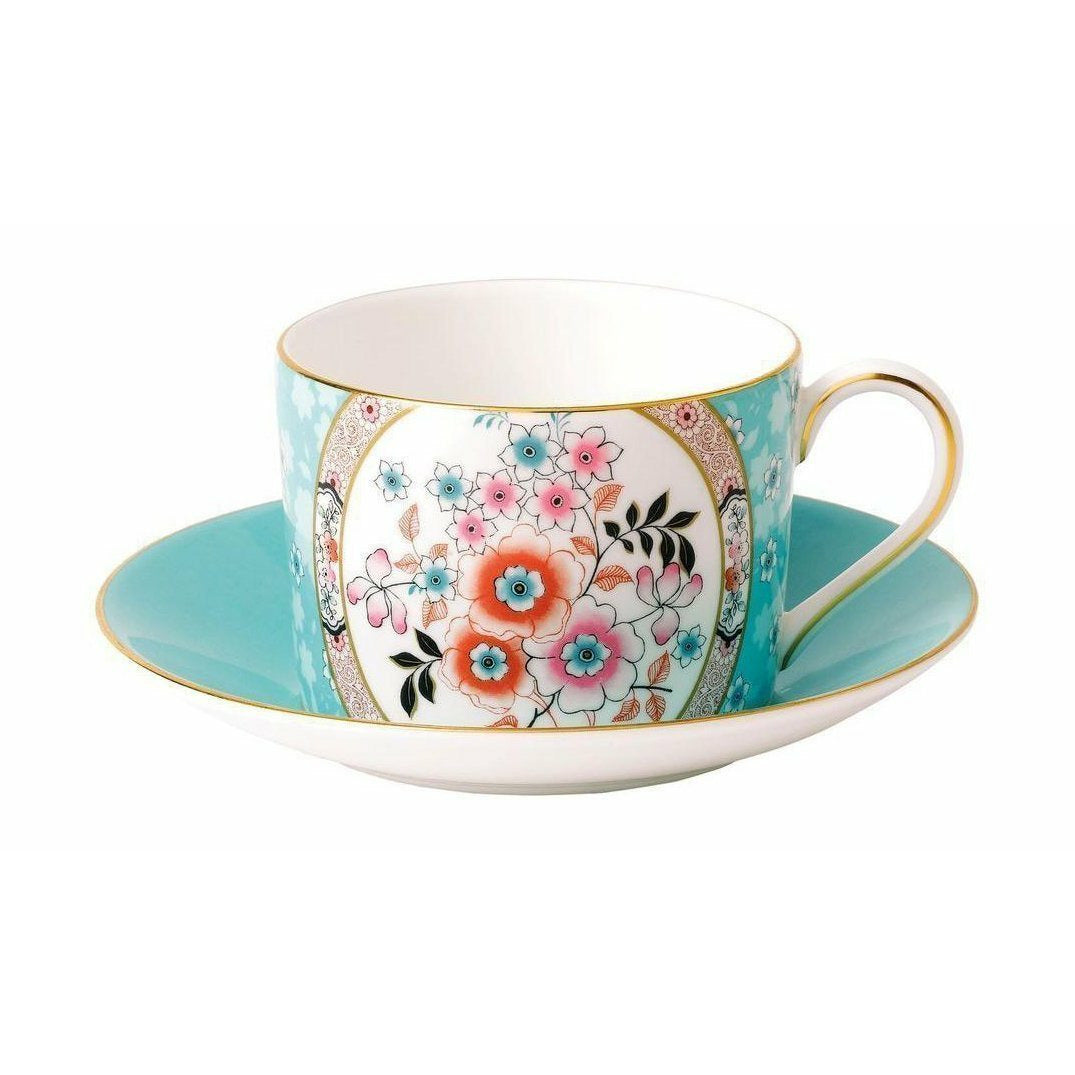 Wedgwood Wonderlust Camellia Teacup & Saucer 0,15 L Gift Box, Turquoise