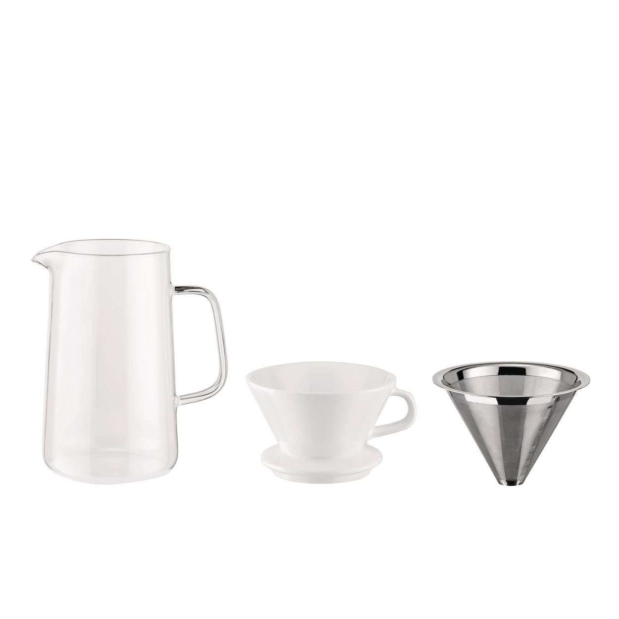 Alessi Langsamer Kaffee, Accessoires für Kaffeemühle (Krug + Nettofilter + Filterhalter)