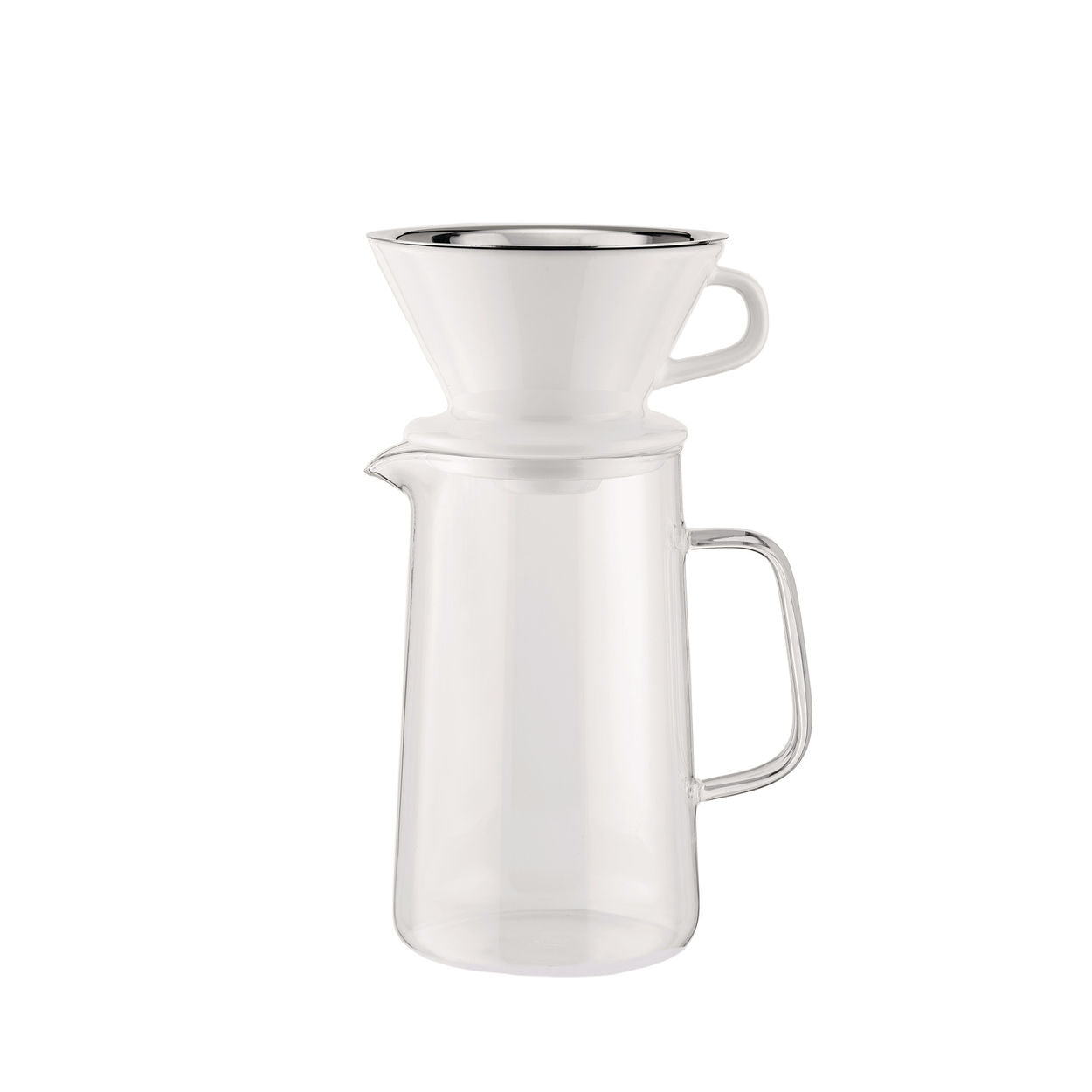 Alessi Café lent, accessoires pour moulin à café (cruche + filer net + porte-filtre)