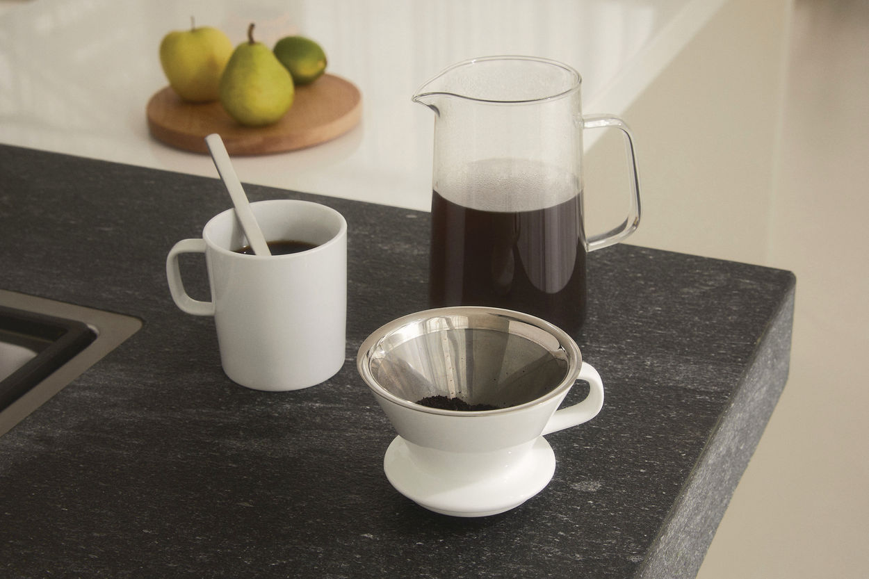 Alessi Slow Coffee, Accesorios para el molinillo de café (Jug + Filer de red + Soporte de filtro)