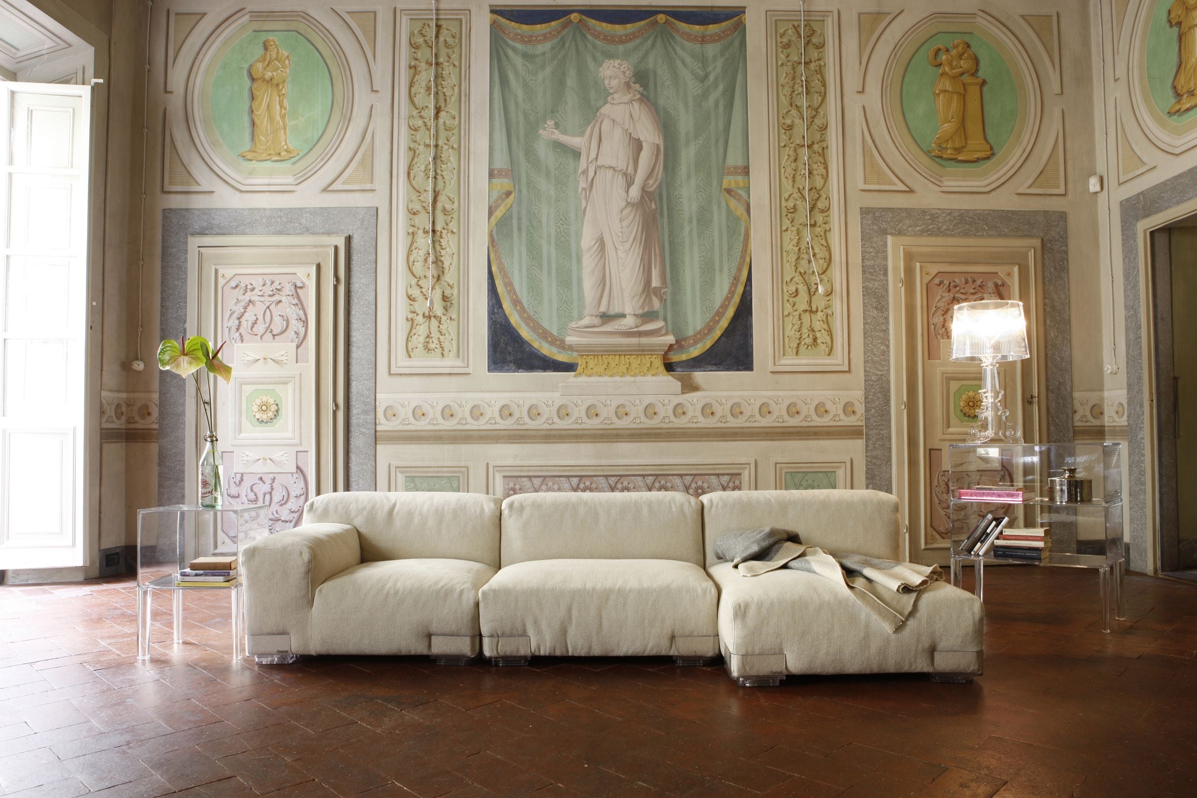 KARTELL PLASTICS DUO SOFA 2 PEATER SX ORSETTO, BLANC