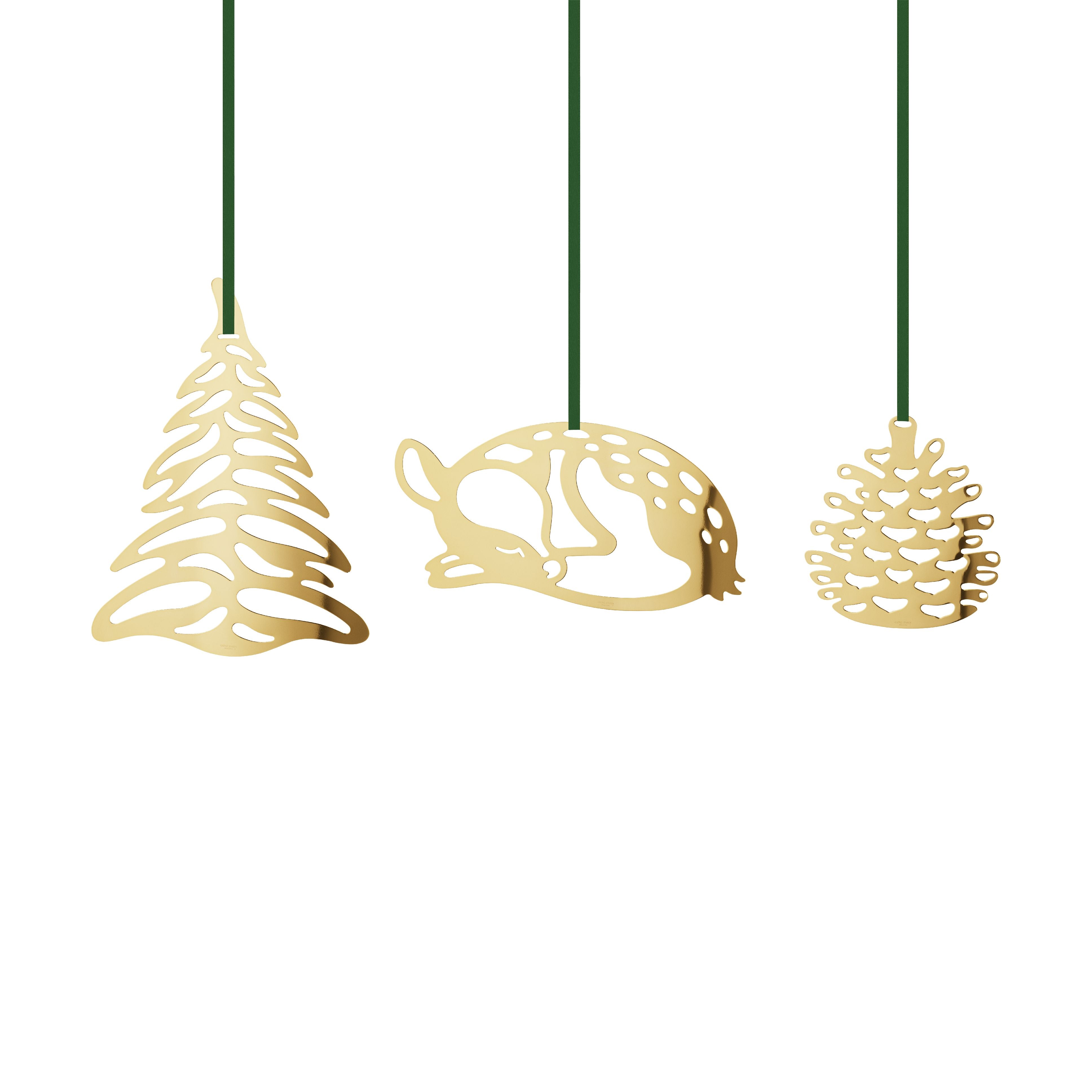 Set di ornamenti di Natale di Georg Jensen 2023, 3 pezzi.
