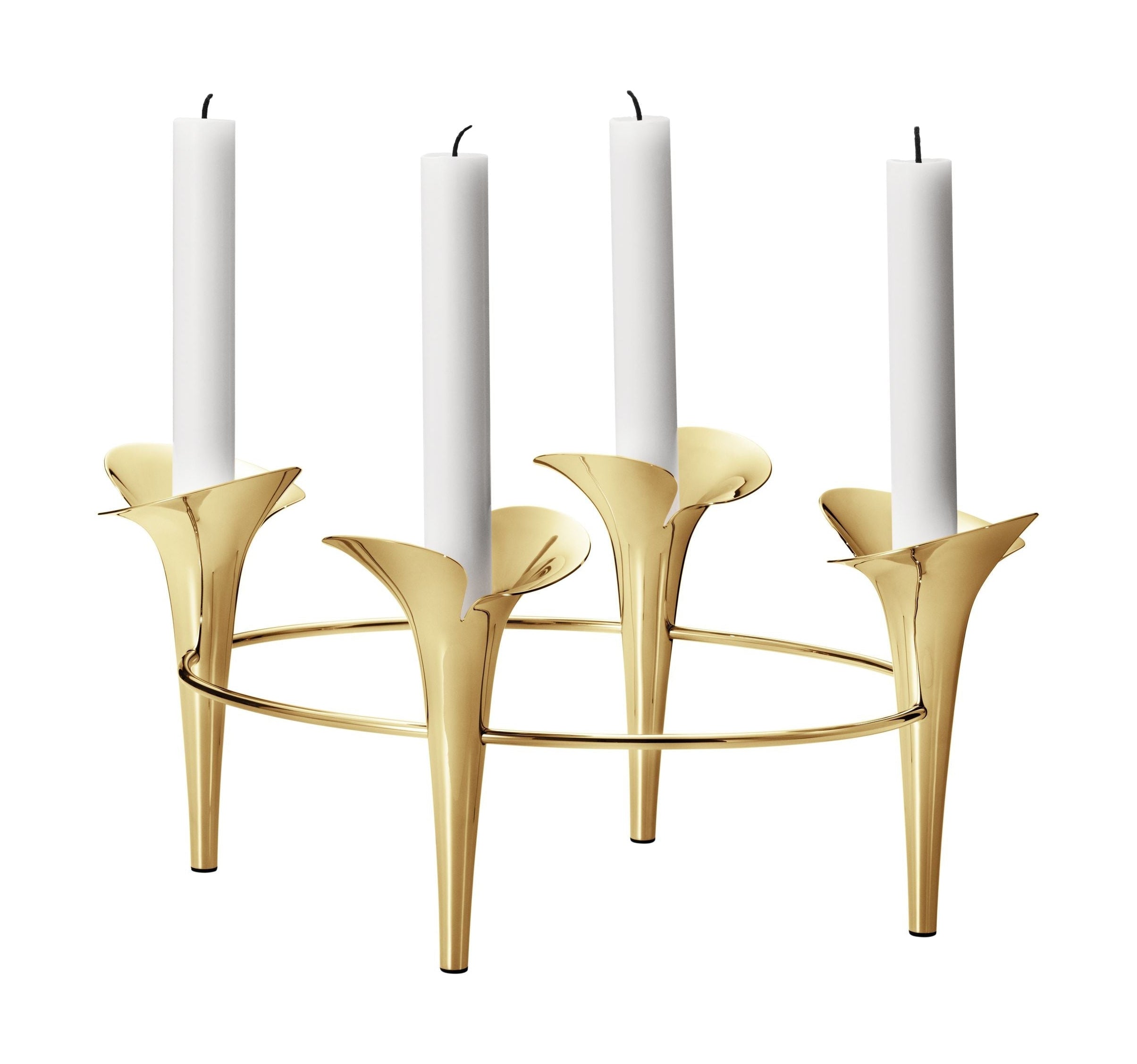Georg Jensen Bloom Botanica锥形烛台4蜡烛，黄金