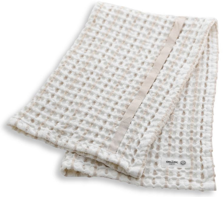 The Organic Company Big Waffle Hand Towel, Natural White / Stone