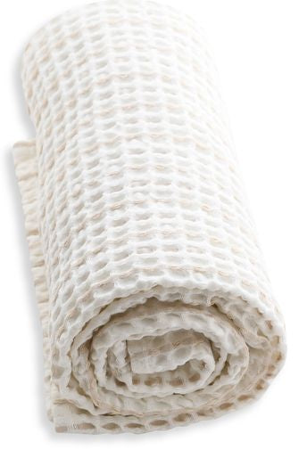 De Biologische Bedrijf Grote Wafel Handdoek En Deken, Natural White/Stone