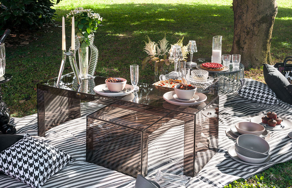 Kartell -Trama -Set von 4 Abendessen, Holzkohle