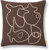 Ferm Living Kussenhoes met figuur, koffie/zand