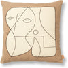 Ferm Living Kussenhoes met figuren, donker taupe/gebroken wit