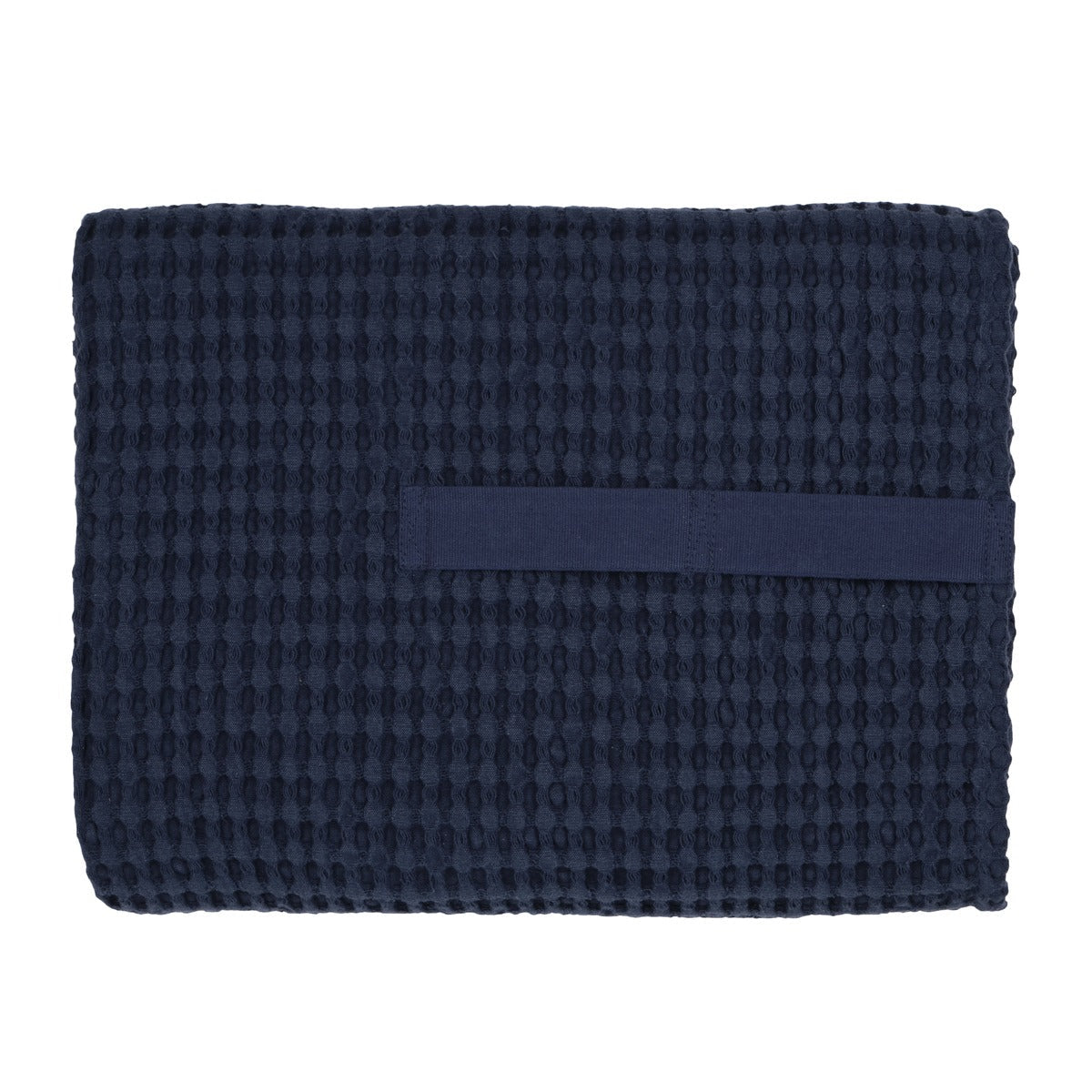 Organic Company grande serviette gaufre et couverture, bleu foncé