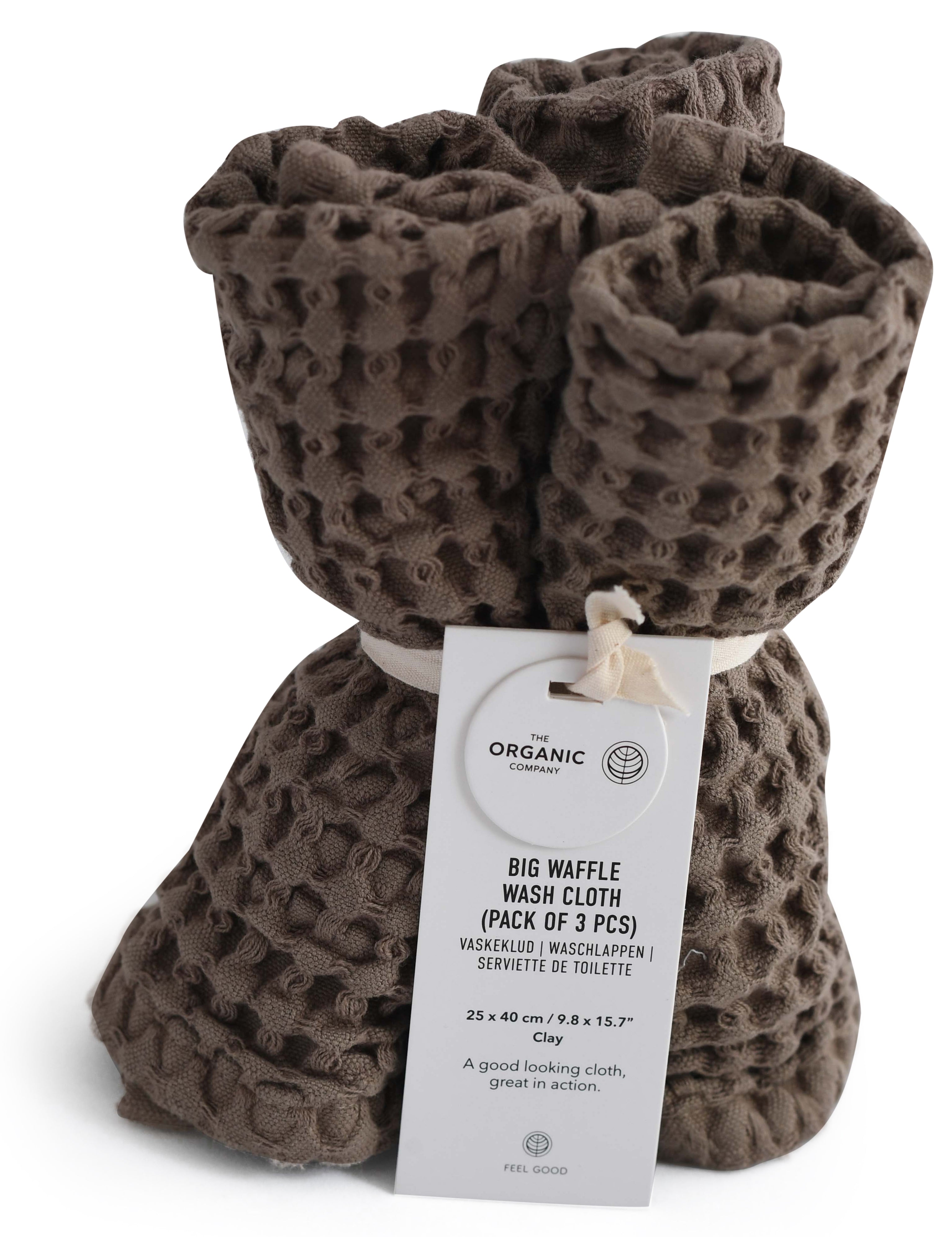 The Organic Company Big Waffle Wash Tuch 3 Pcs., Clay