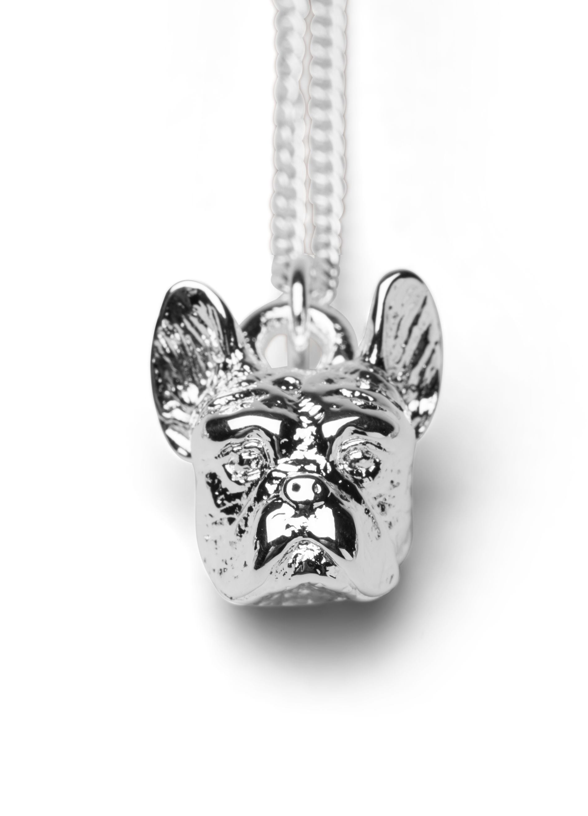 Skultuna Französische Bulldoggen Halskette, silberne verlegt