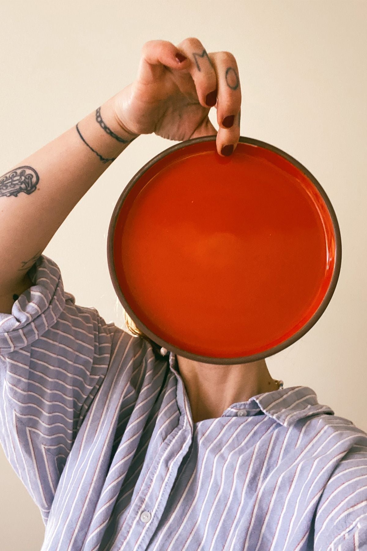 Studio sul set di clayware di 2 piastre medi, terracotta/rosso