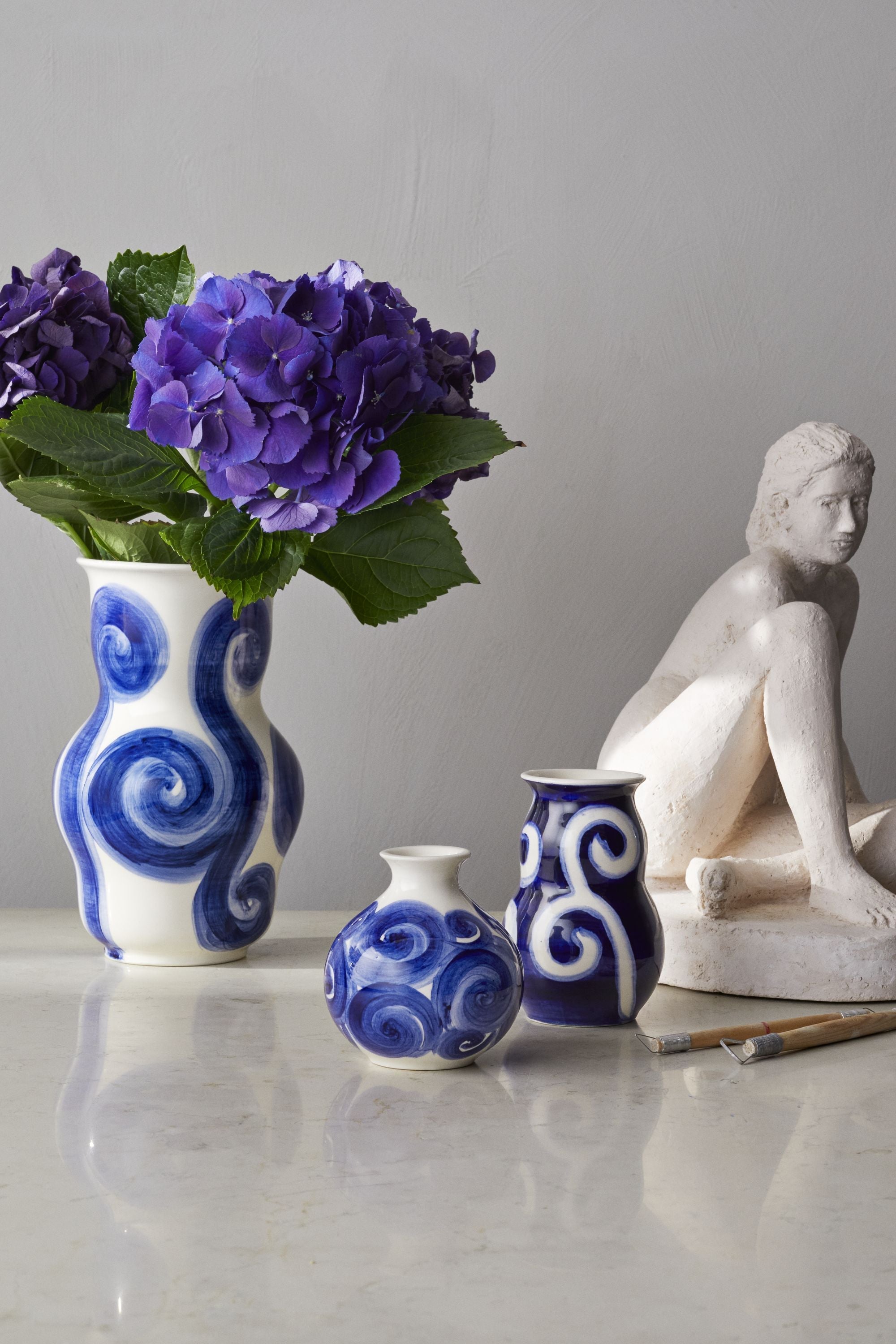 Kähler薄纱花瓶H10.5厘米蓝色
