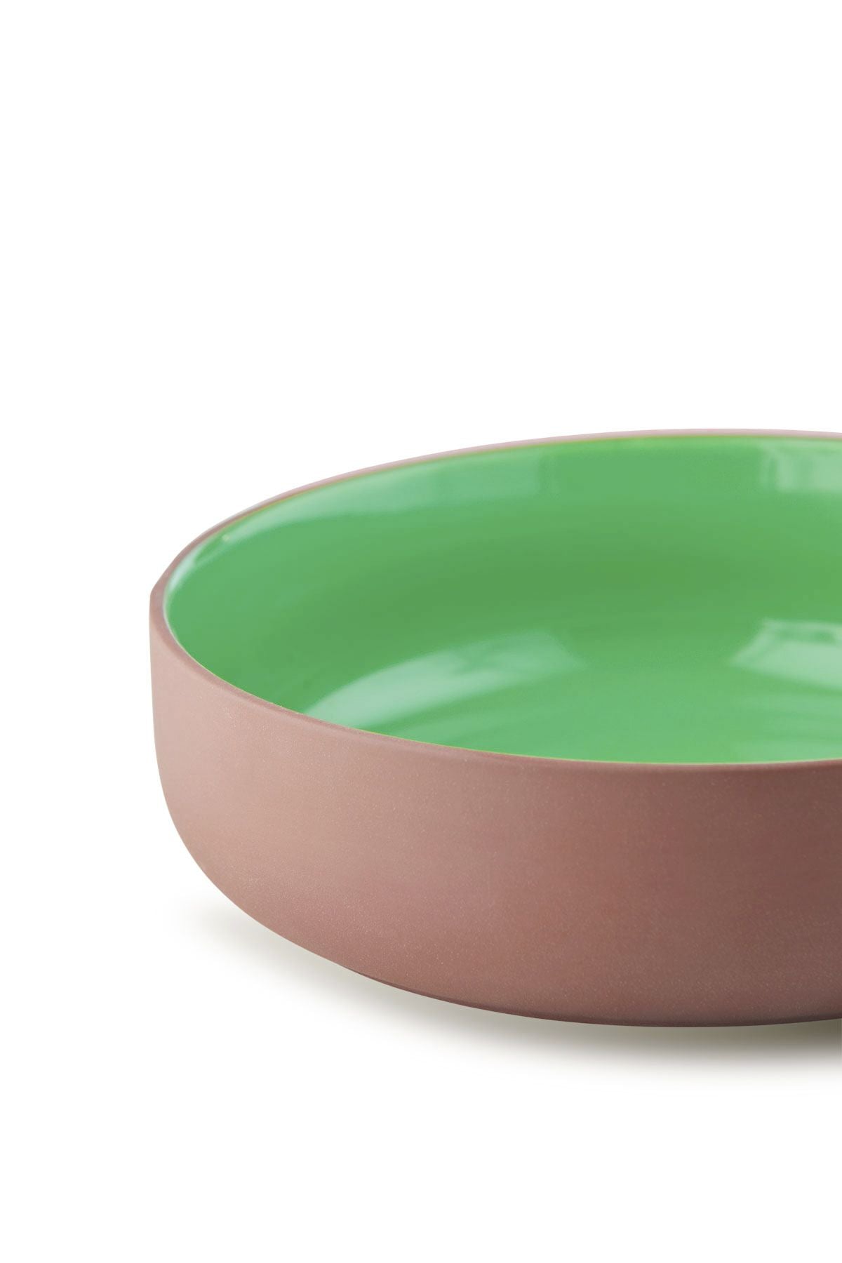 Studio Clayware Serving Bowl, Terracotta/Green